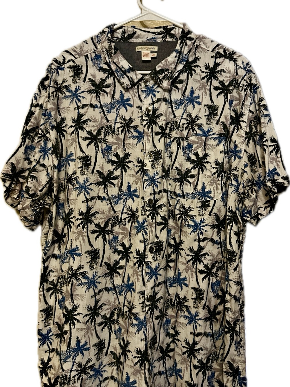 Carbon2Cobalt Men’s XXL Palm Tree Camp Shirt 100% Cotton Tropical Hawaiian